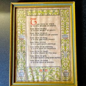 Vintage proverb framed art.